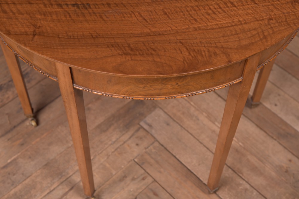 Edwardian Walnut Demi Lune fold over tea table View V