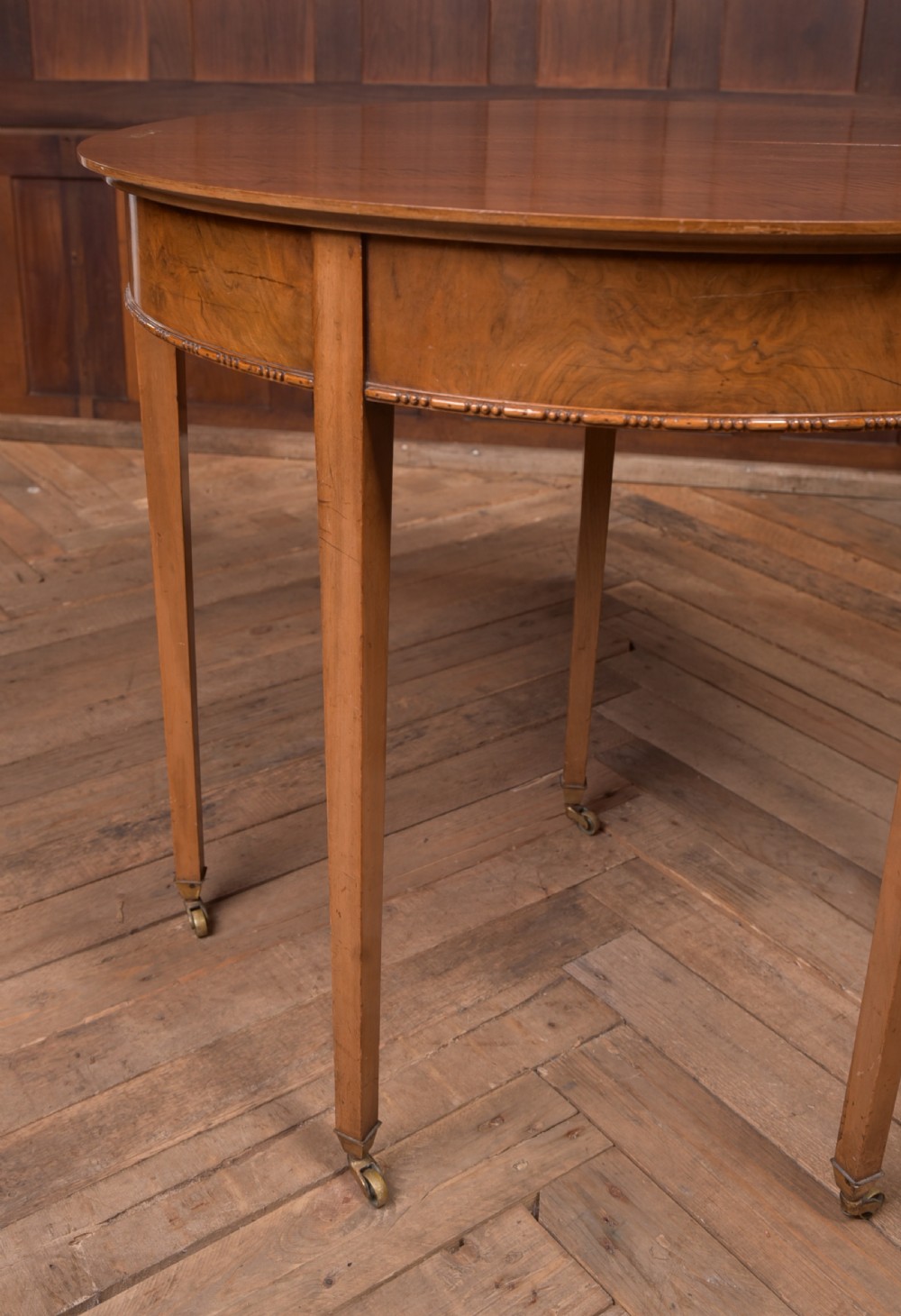 Edwardian Walnut Demi Lune fold over tea table View VI