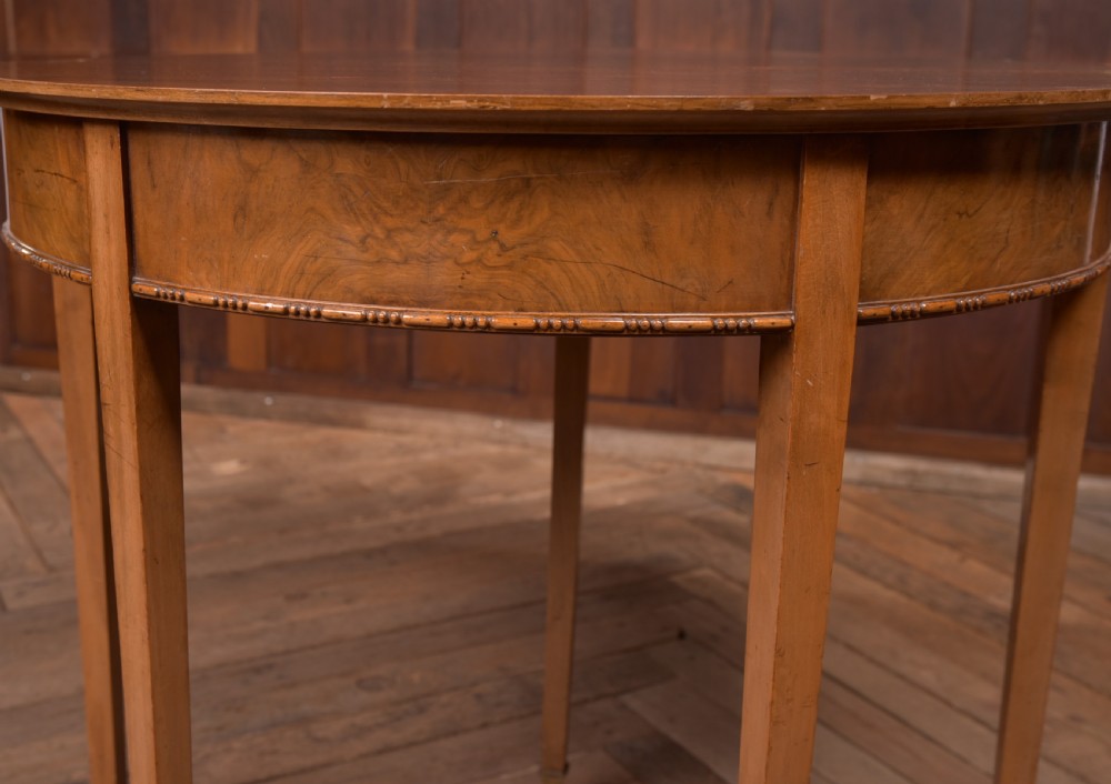 Edwardian Walnut Demi Lune fold over tea table View VIII