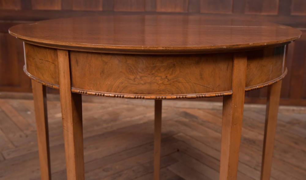 Edwardian Walnut Demi Lune fold over tea table View IX