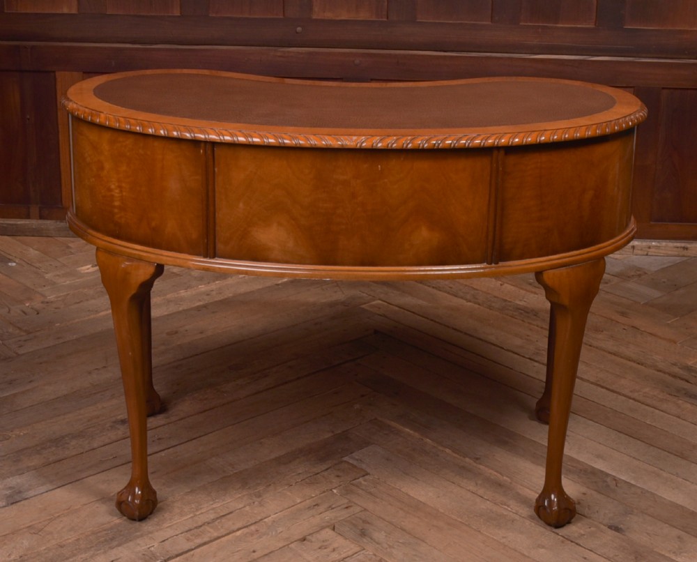Edwardian walnut kidney shaped desk View IX