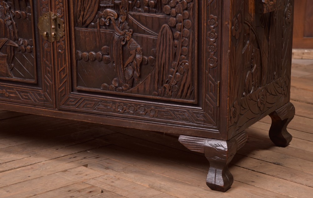 Chinese carved Camphor wood Cabinet View II