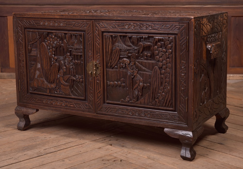 Chinese carved Camphor wood Cabinet View III