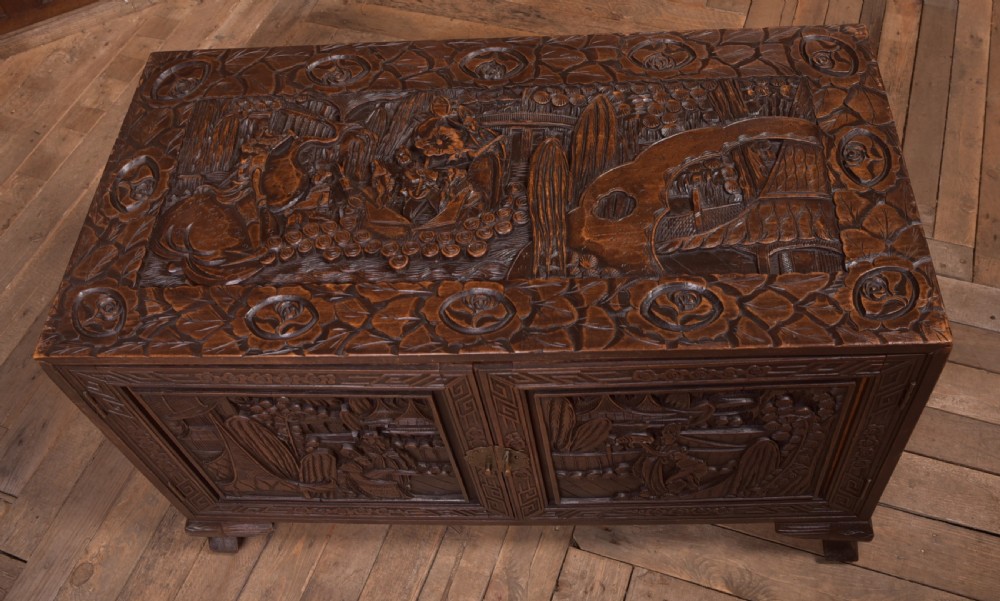 Chinese carved Camphor wood Cabinet View VI