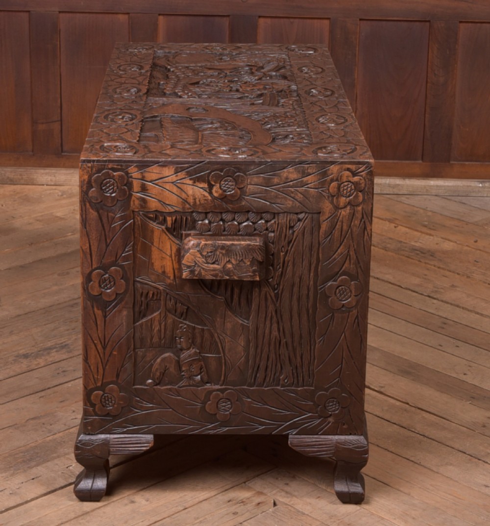 Chinese carved Camphor wood Cabinet View IX
