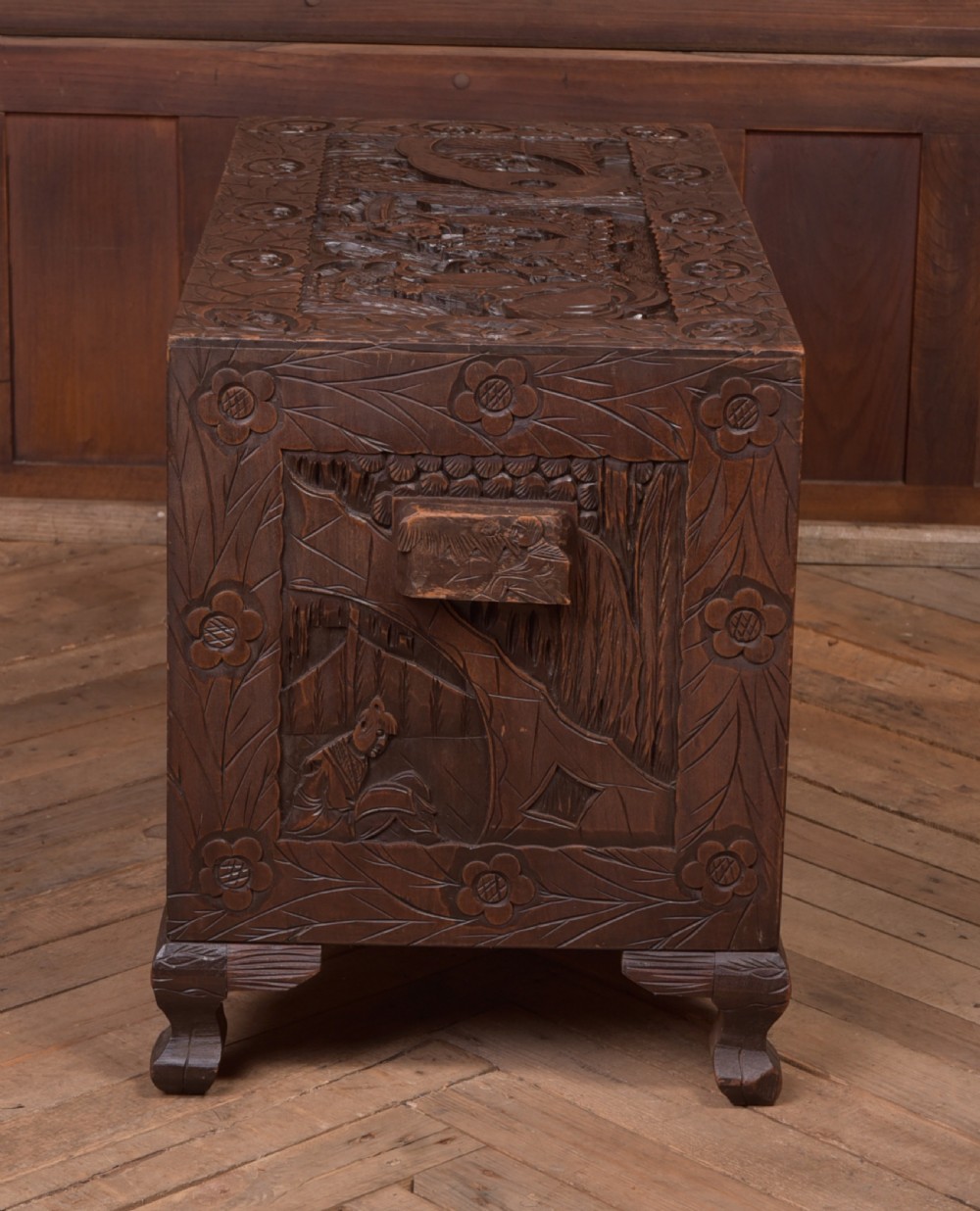 Chinese carved Camphor wood Cabinet View XII
