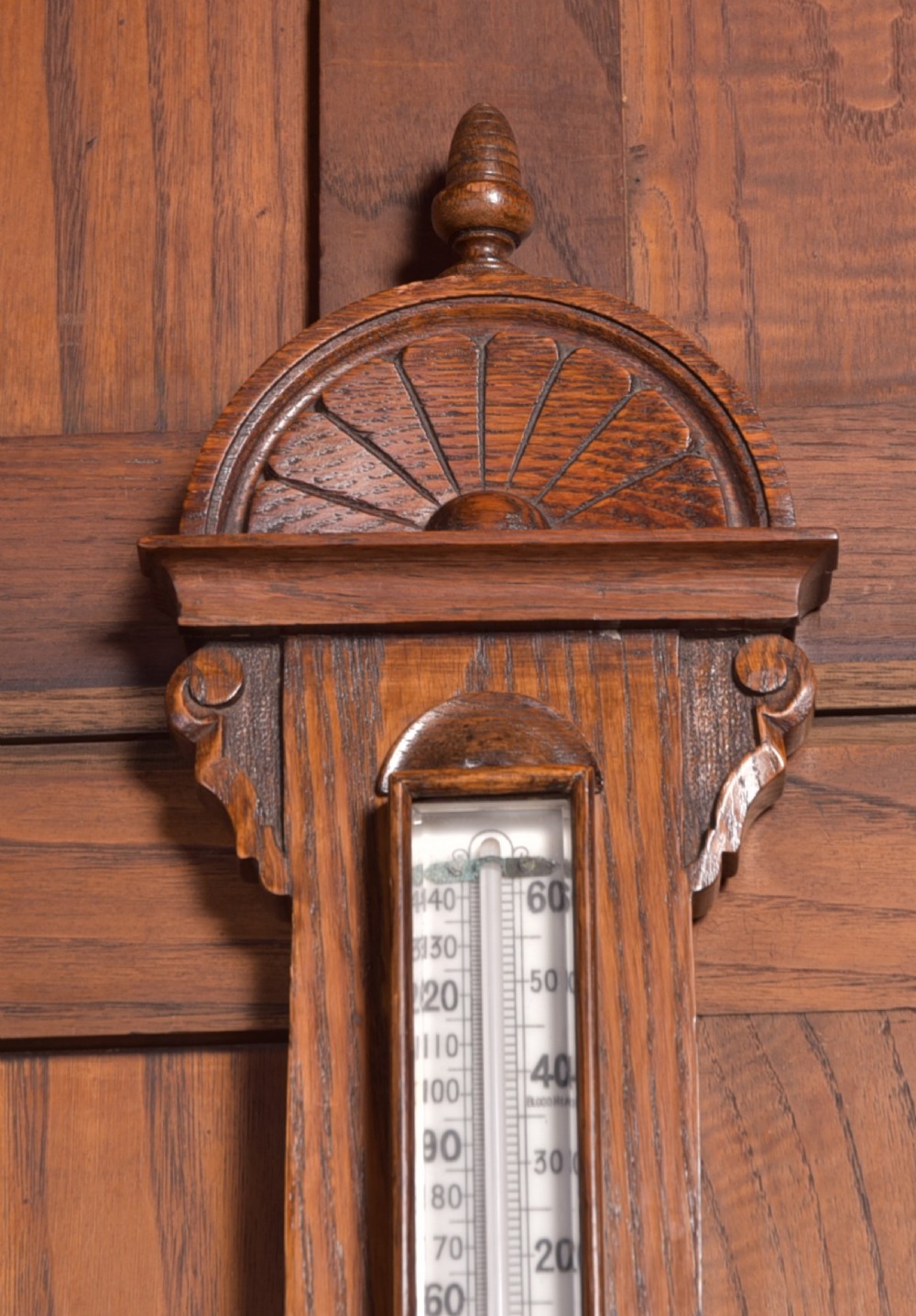 Edwardian Oak Aneroid barometer View II