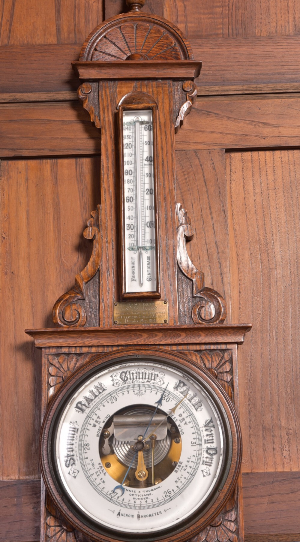 Edwardian Oak Aneroid barometer View IV