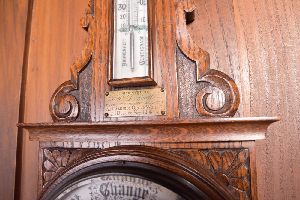 Edwardian Oak Aneroid barometer View VI
