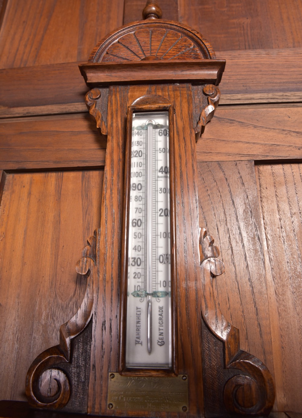 Edwardian Oak Aneroid barometer View VII
