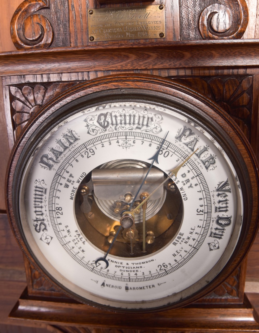 Edwardian Oak Aneroid barometer View VIII