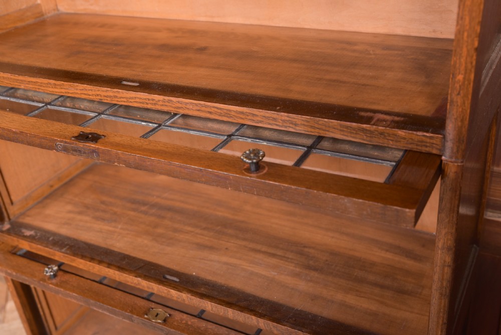 Edwardian oak Lebus 3 Sectional bookcase View IV