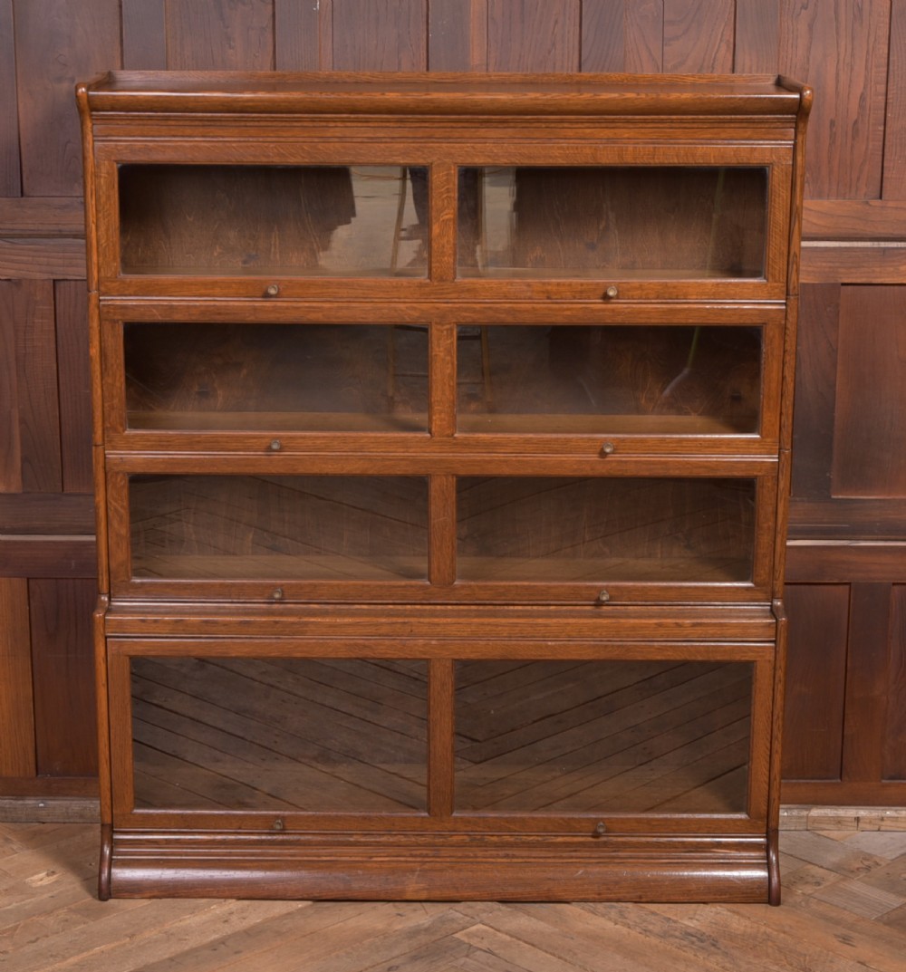 Edwardian oak 4 sectional bookcase  View II