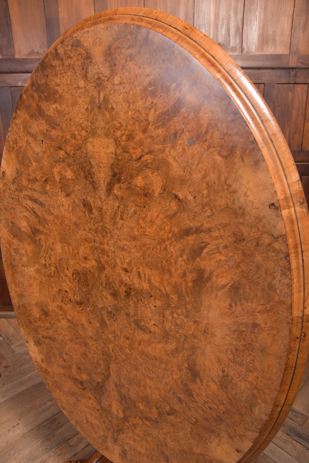 Victorian Burr Walnut Snap Top Table View V