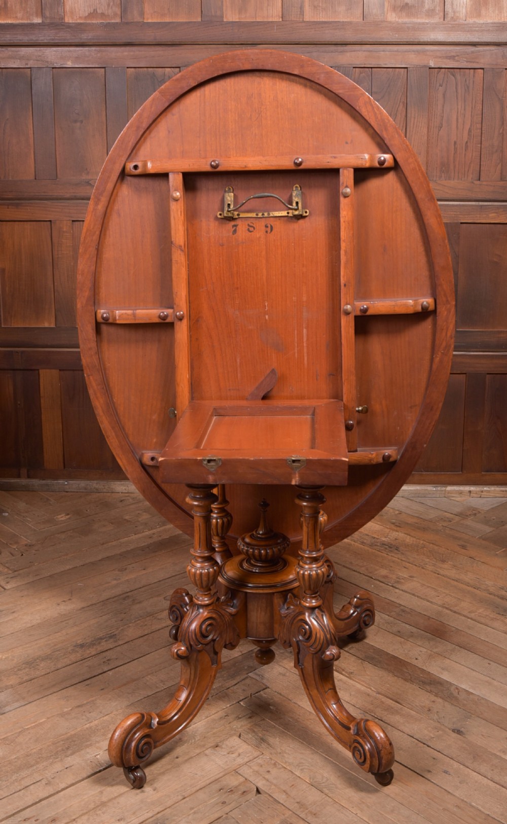 Victorian Burr Walnut Snap Top Table View VIII