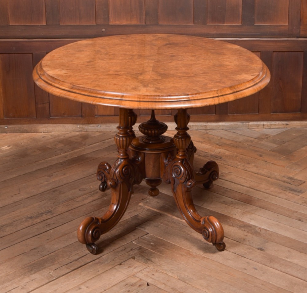 Victorian Burr Walnut Snap Top Table View IX