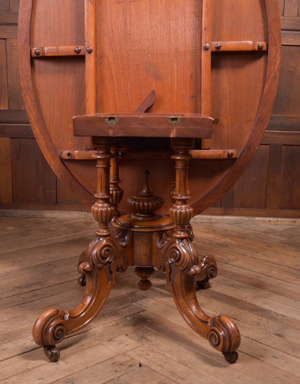 Victorian Burr Walnut Snap Top Table View X