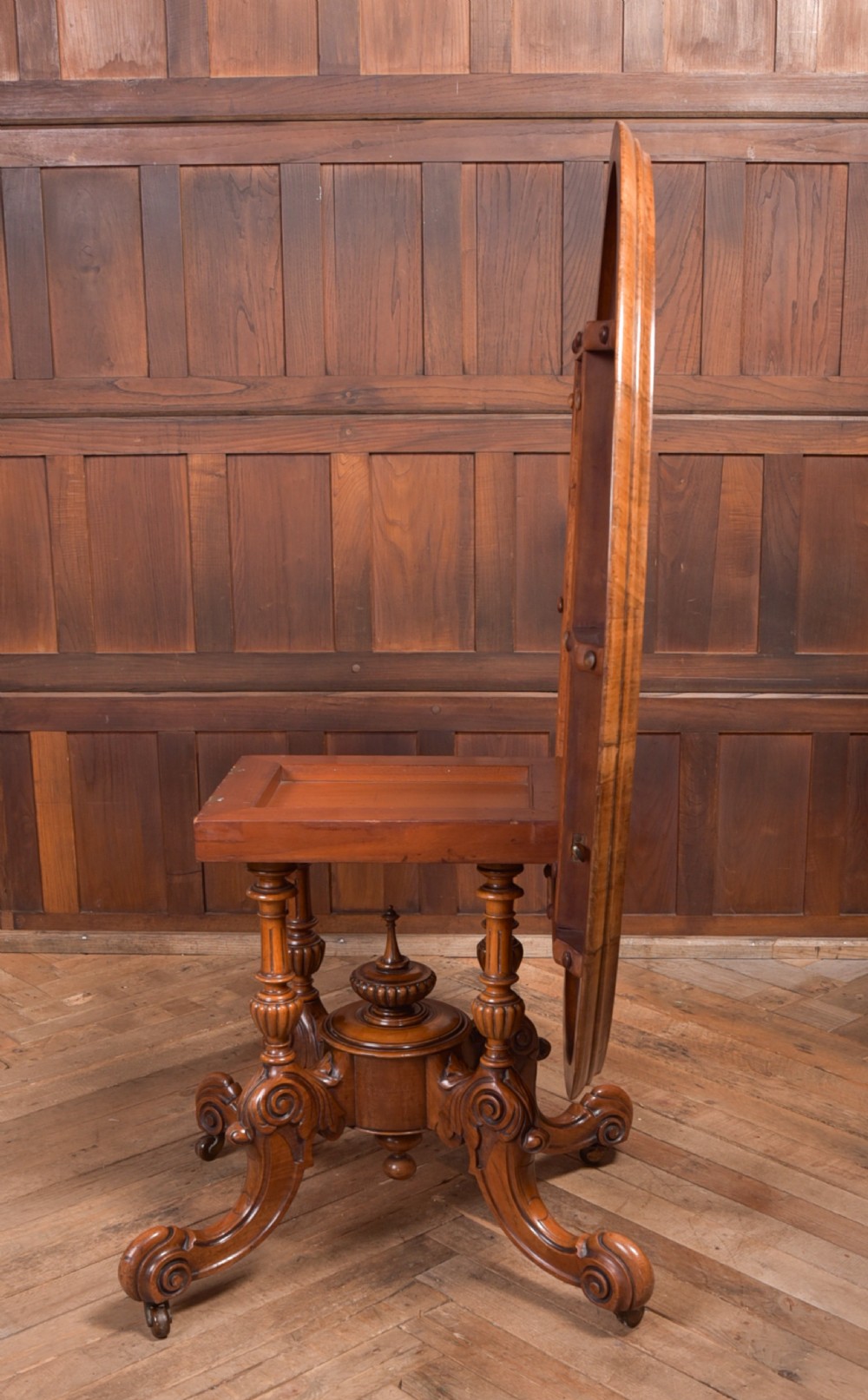 Victorian Burr Walnut Snap Top Table View XI