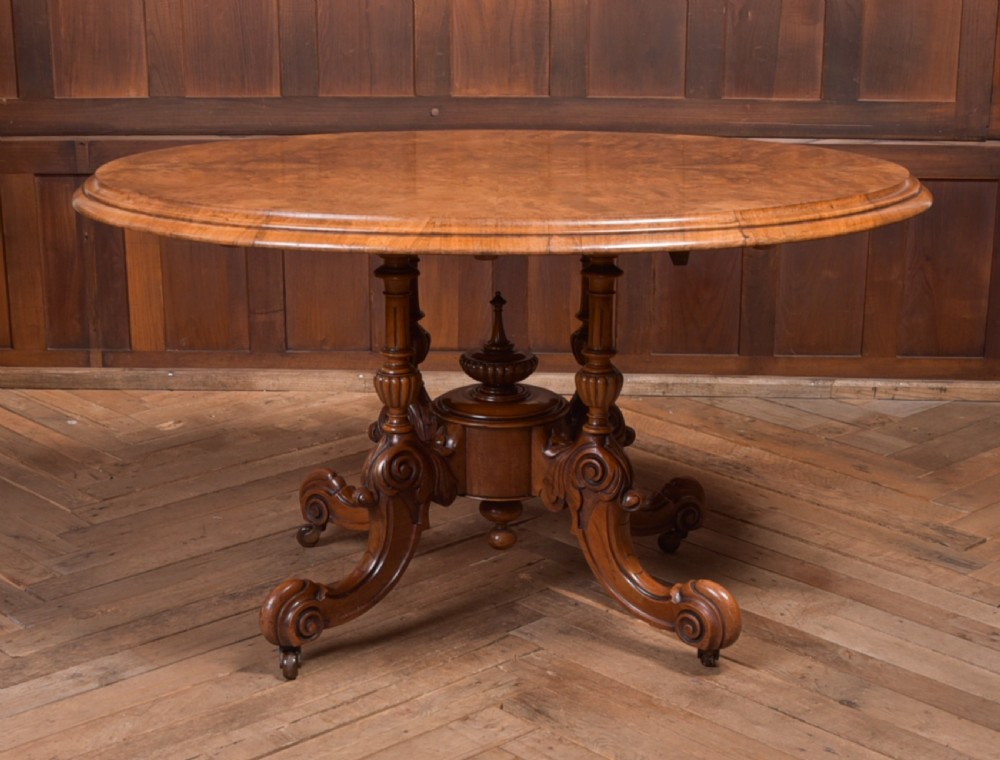 Victorian Burr Walnut Snap Top Table View XII