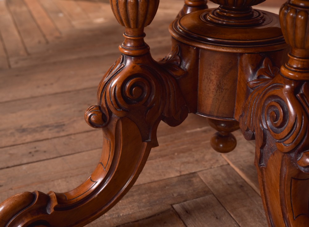 Victorian Burr Walnut Snap Top Table View XIII