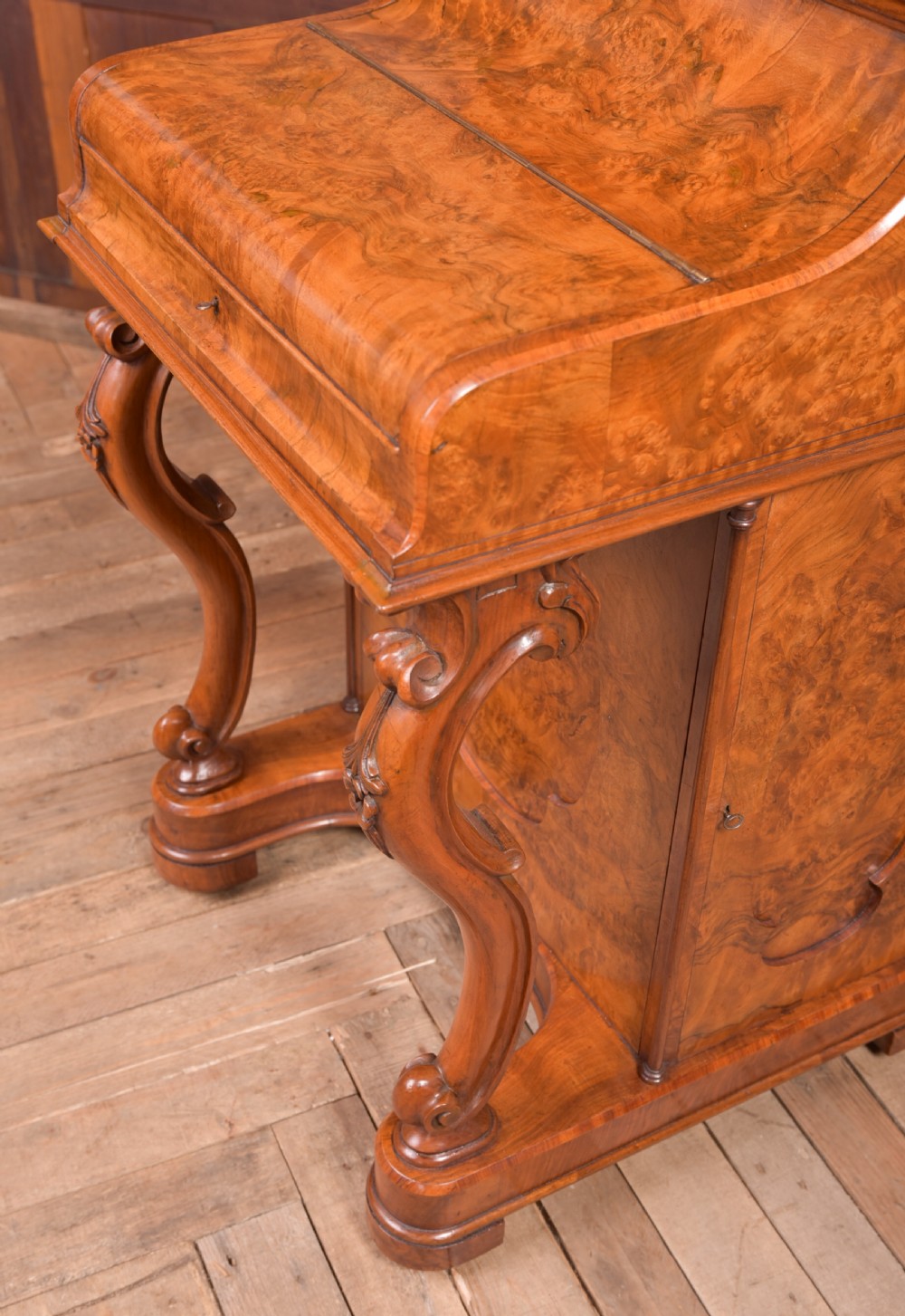 Victorian Burr Walnut Pop Up Davenport View III