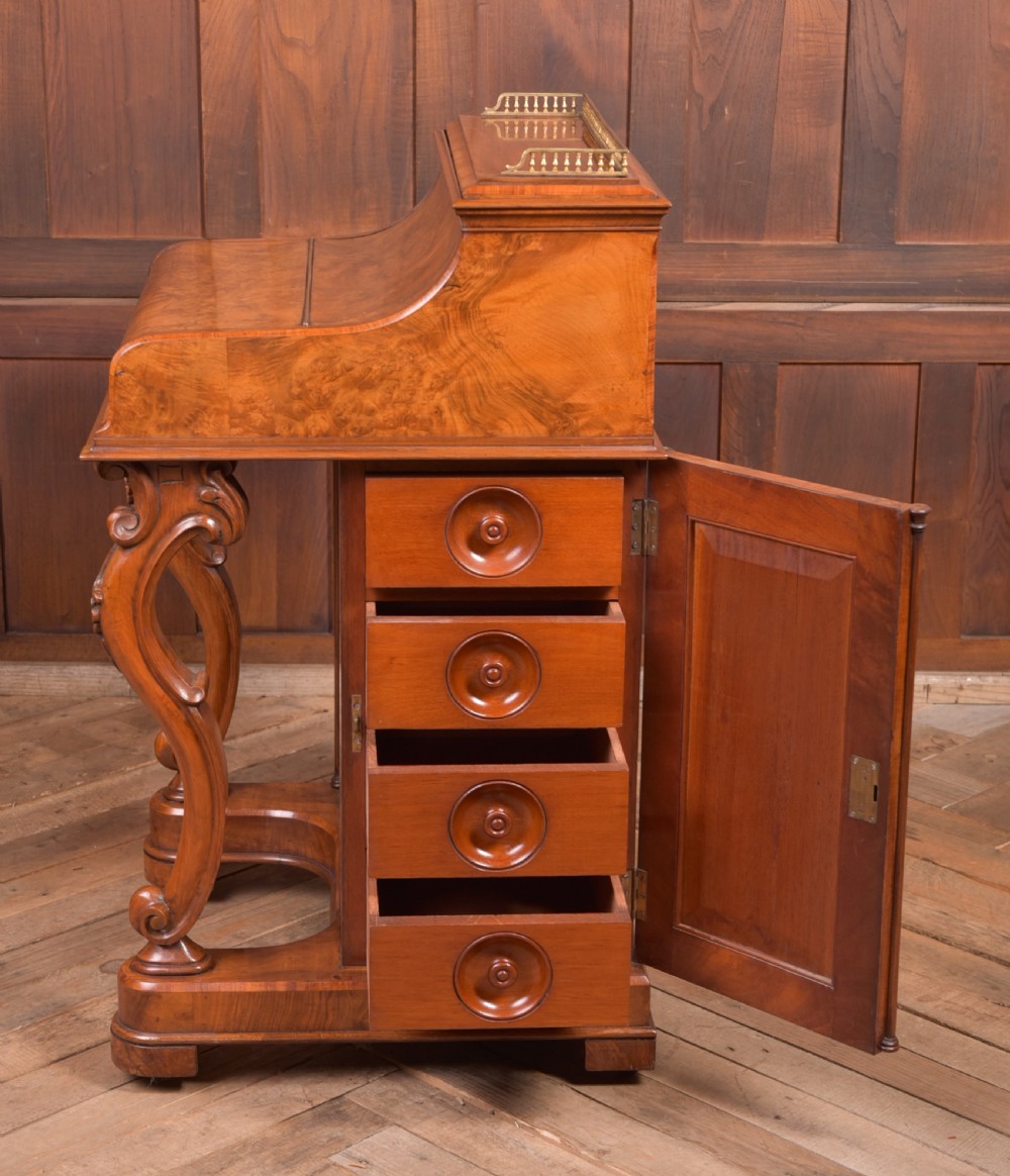 Victorian Burr Walnut Pop Up Davenport View IV
