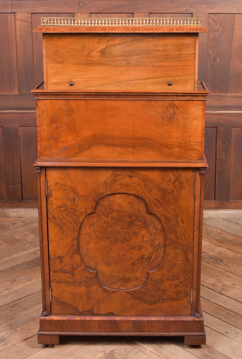 Victorian Burr Walnut Pop Up Davenport View VIII