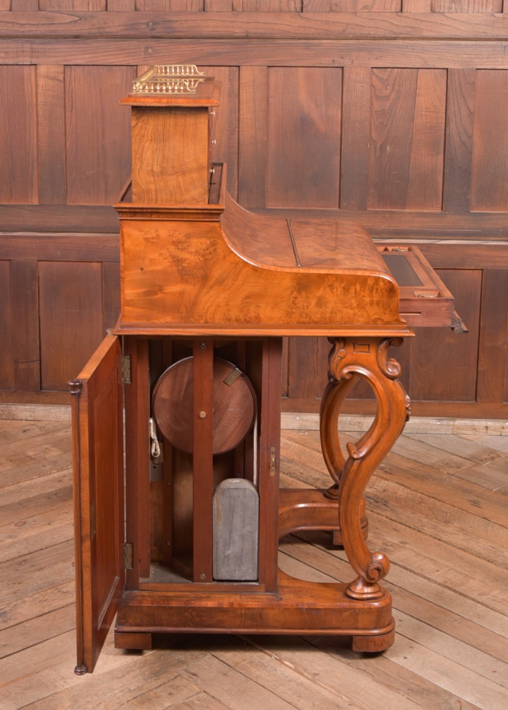 Victorian Burr Walnut Pop Up Davenport View X