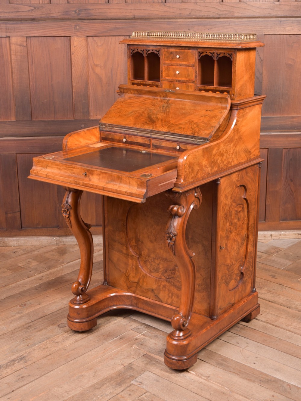 Victorian Burr Walnut Pop Up Davenport View XIII