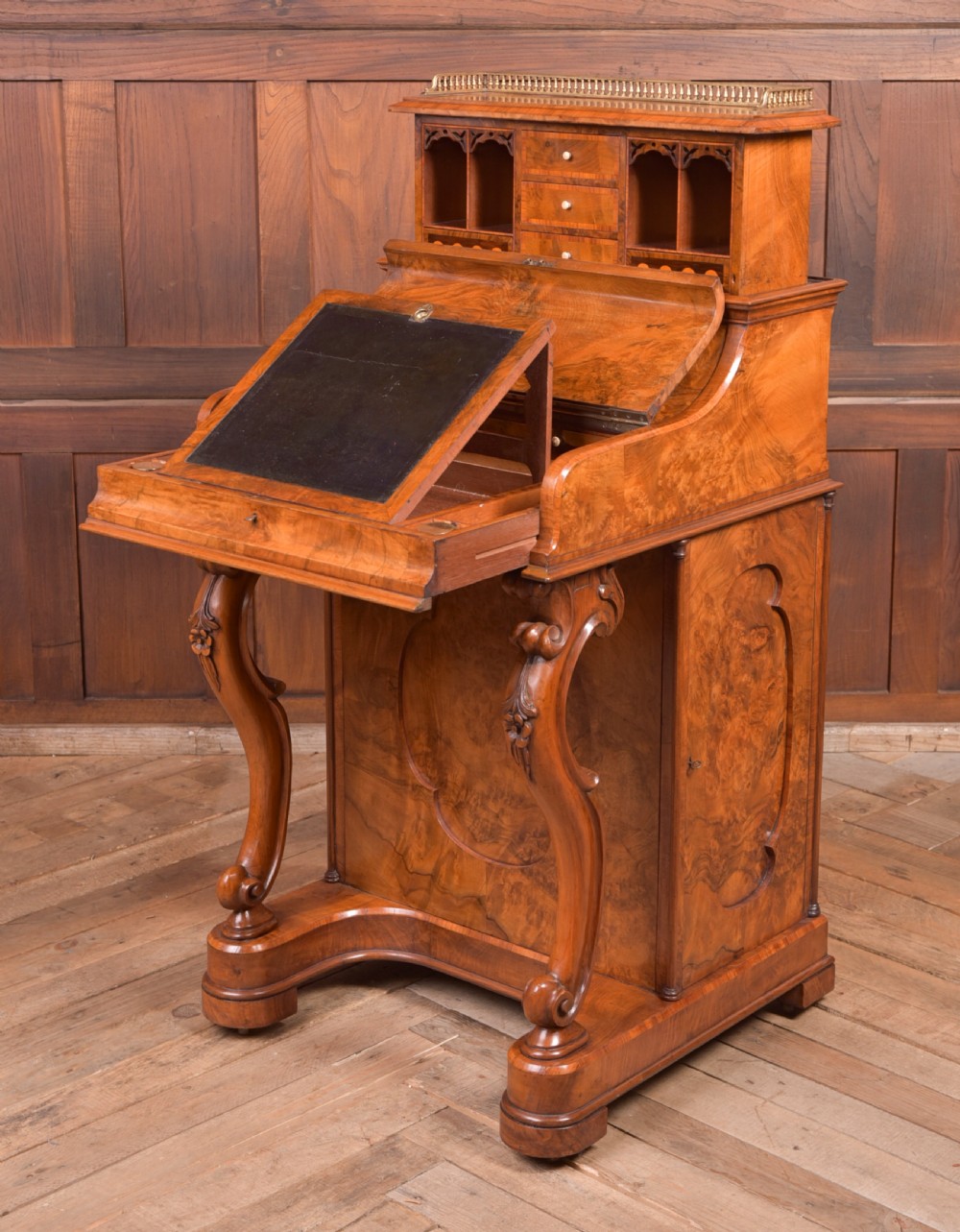 Victorian Burr Walnut Pop Up Davenport View XIV