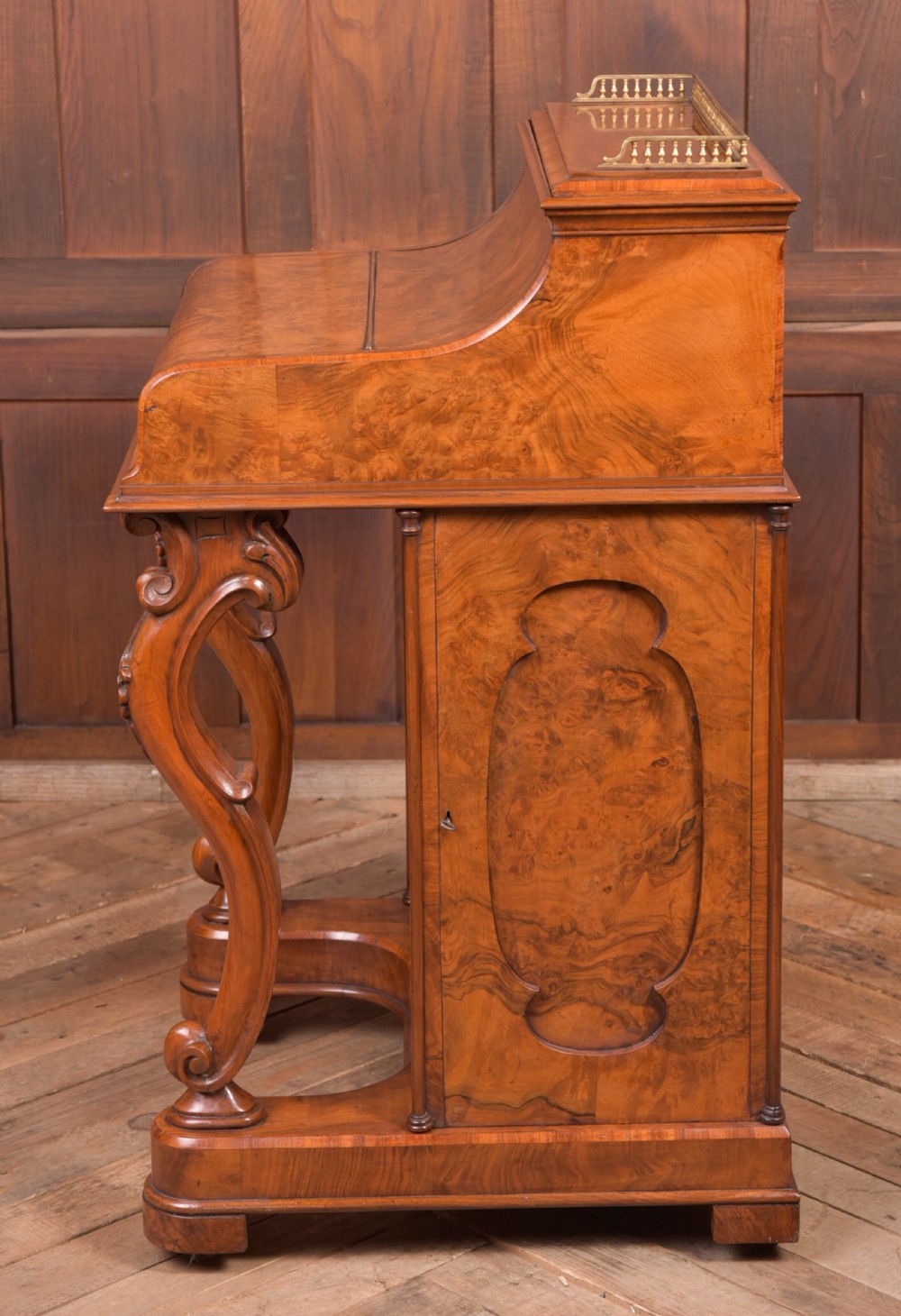 Victorian Burr Walnut Pop Up Davenport View XX