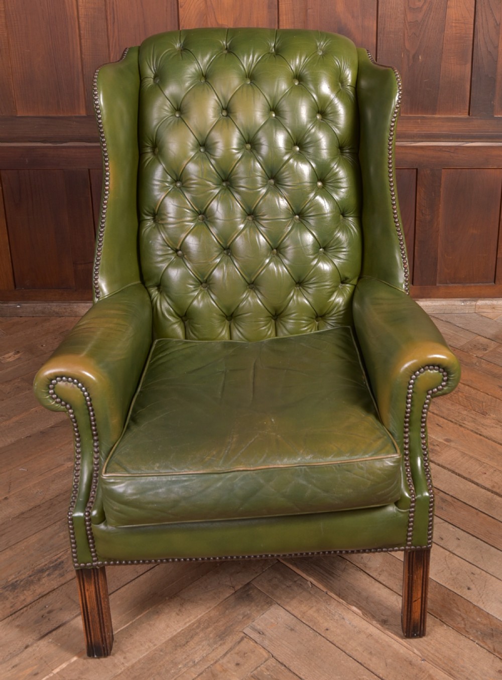 Chesterfield Wing Back Leather Chair View IX