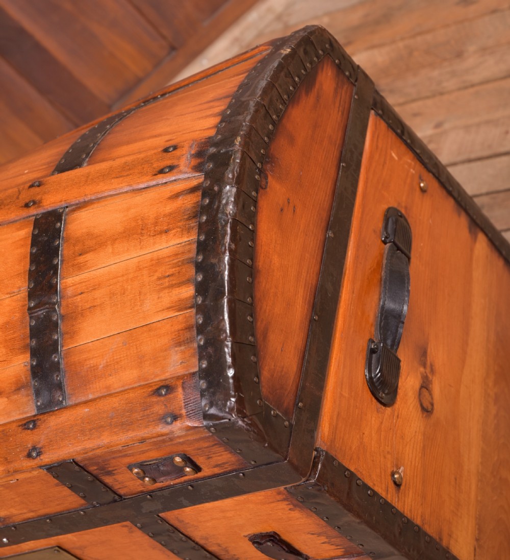 Victorian Pine Dome Top Trunk View VIII
