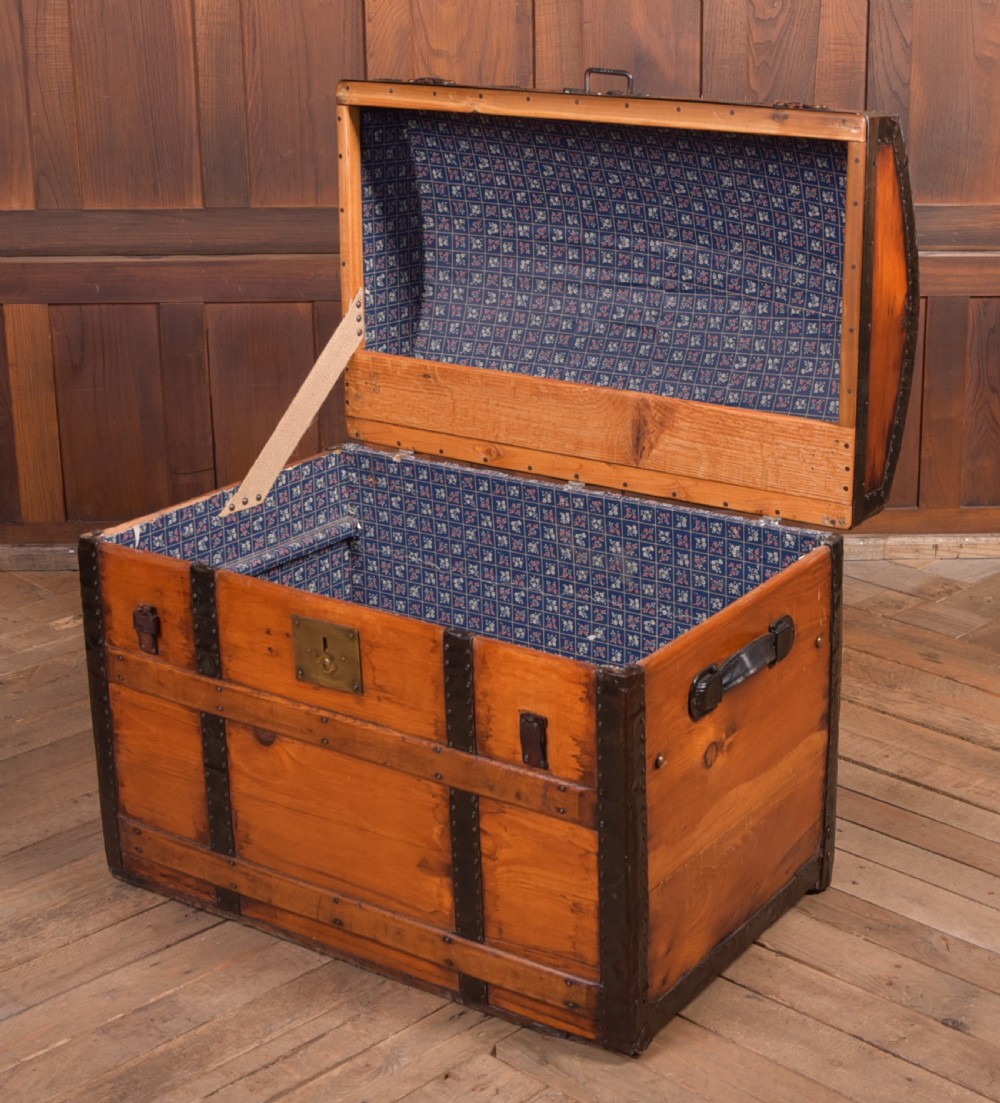 Victorian Pine Dome Top Trunk View X