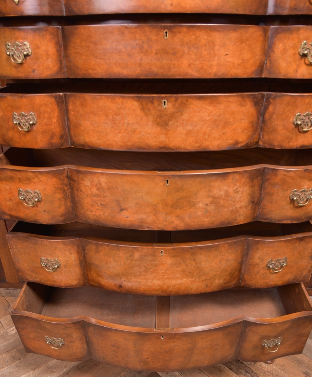 Burr Walnut Serpentine Chest on Chest View III