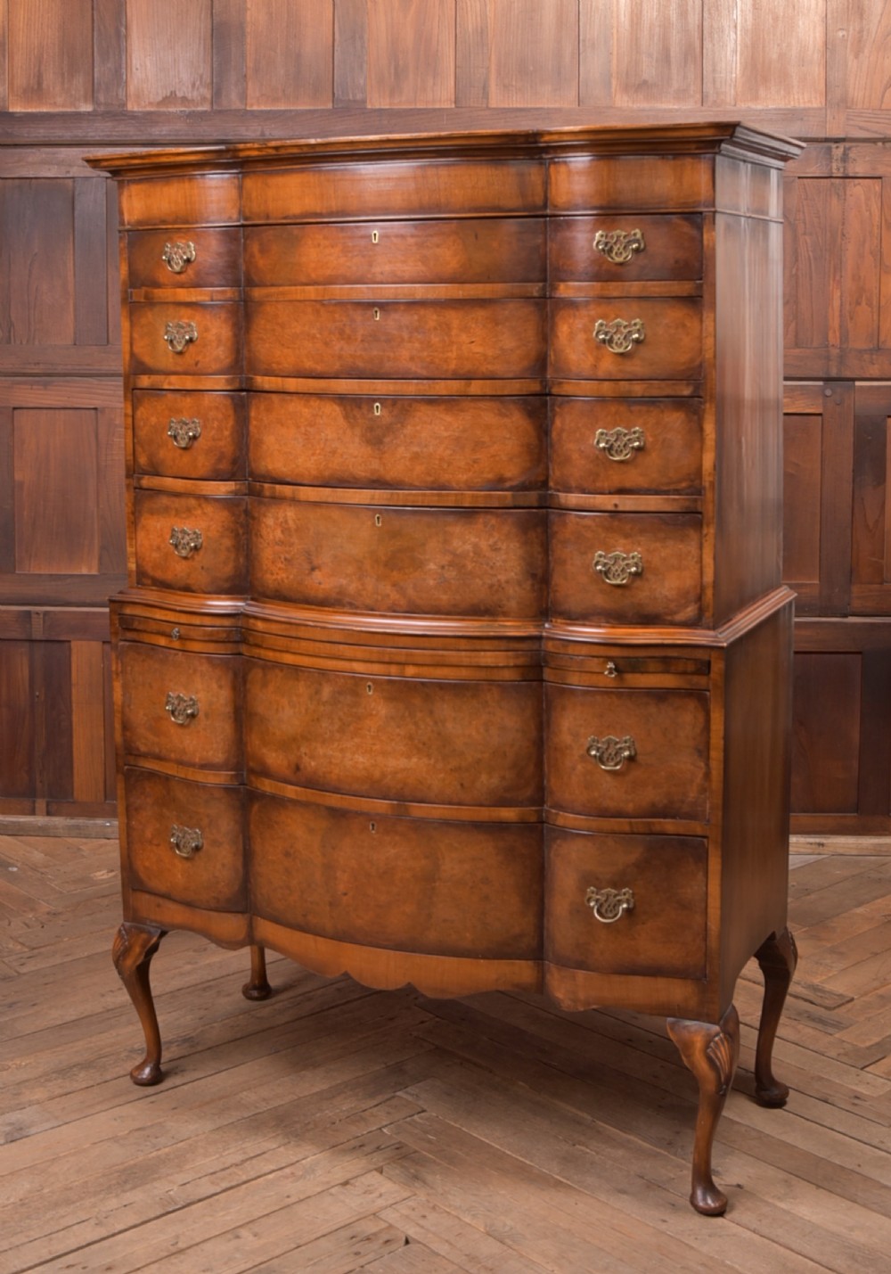 Burr Walnut Serpentine Chest on Chest View VIII