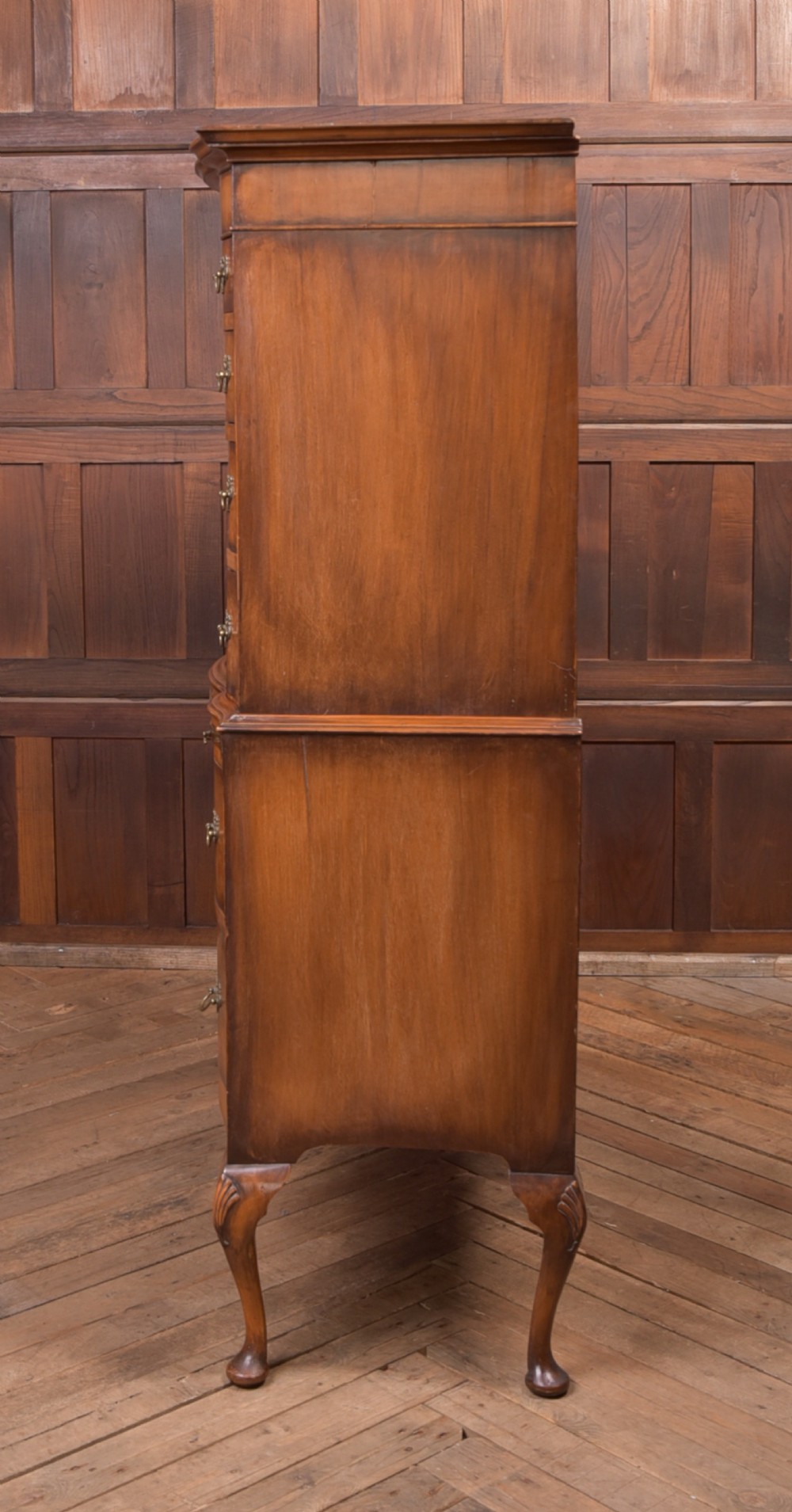 Burr Walnut Serpentine Chest on Chest View X