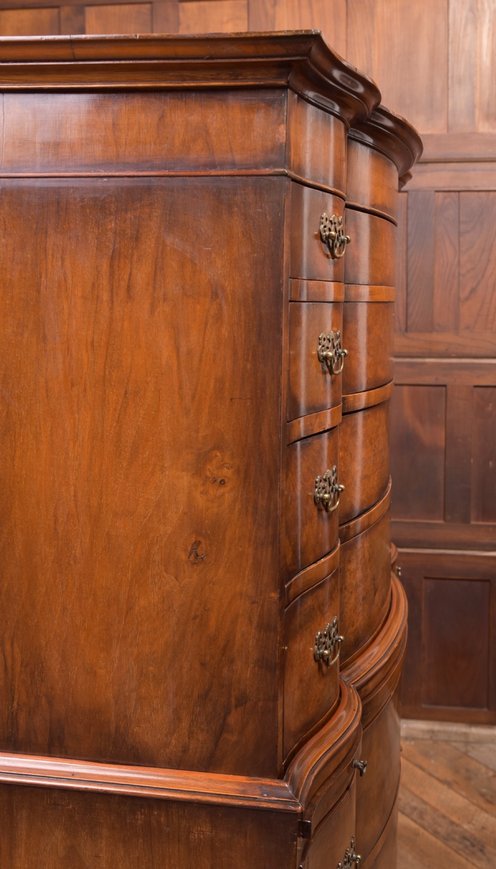 Burr Walnut Serpentine Chest on Chest View XIII