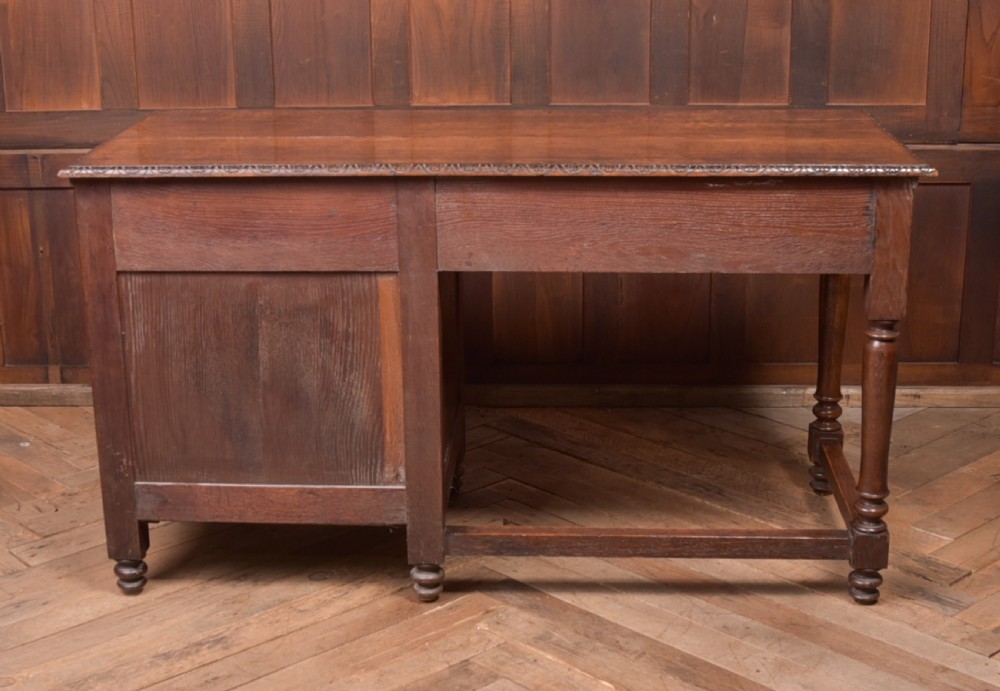 Edwardian Oak Carved Knee hole Desk View XIV