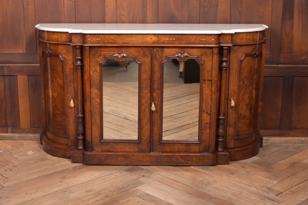 Victorian Walnut Marble top Credenza