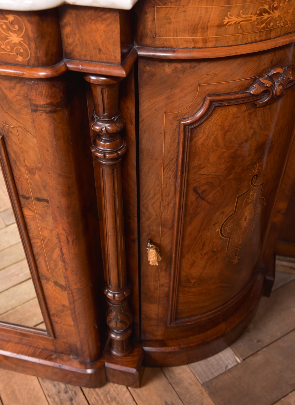 Victorian Walnut Marble top Credenza View V