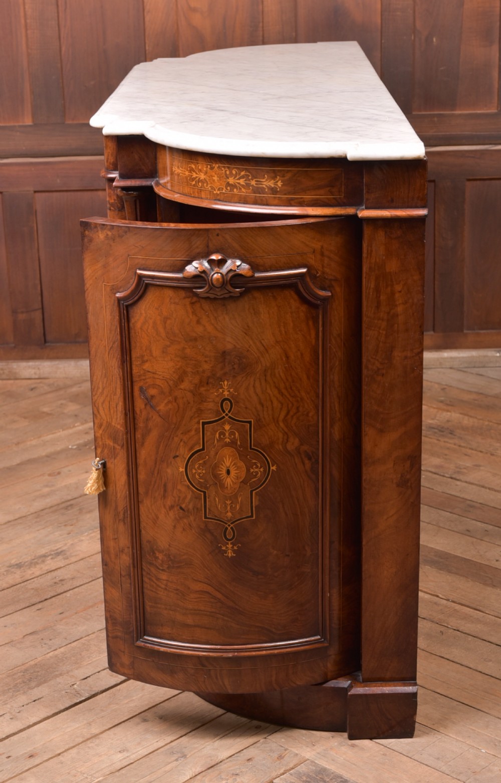 Victorian Walnut Marble top Credenza View IX