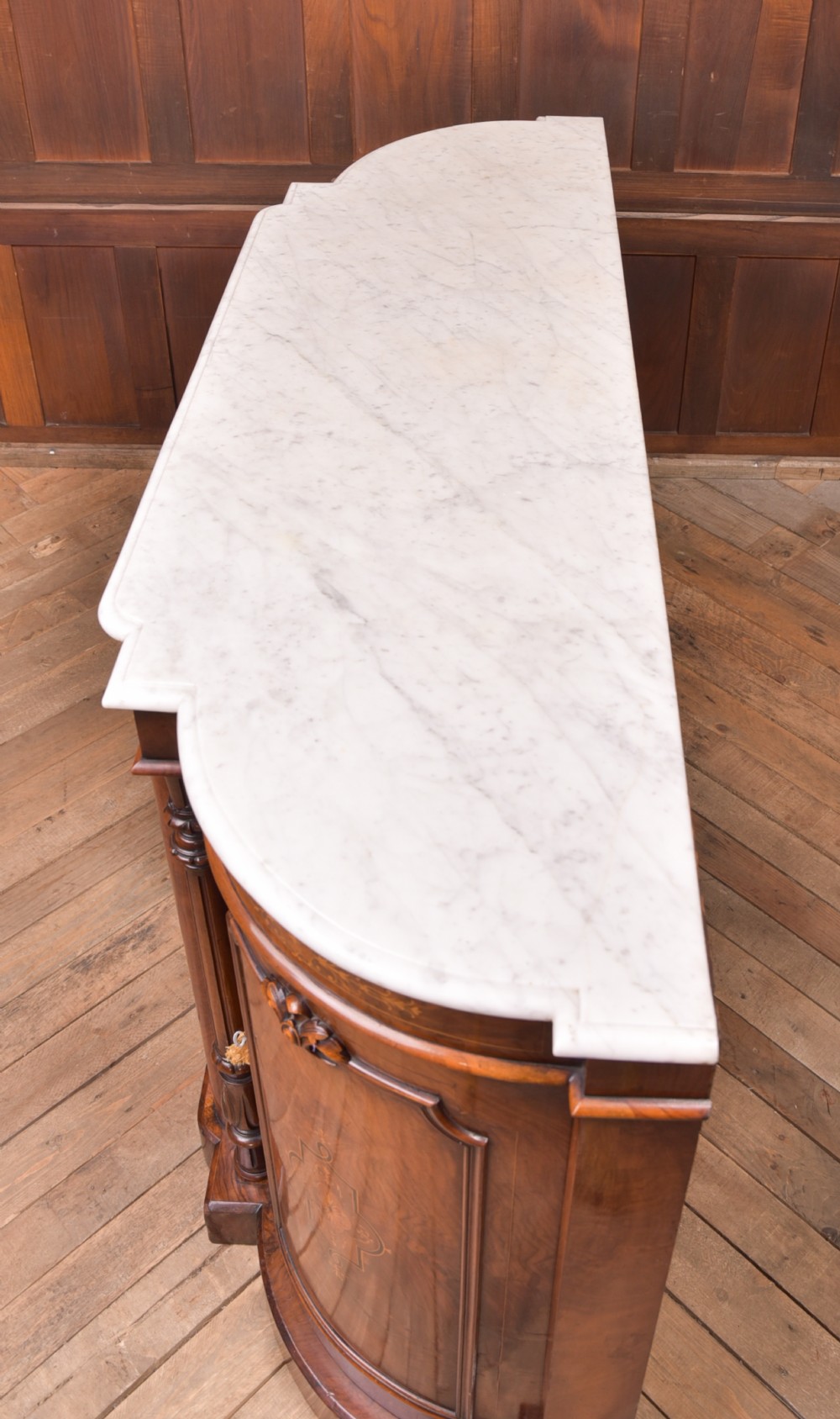 Victorian Walnut Marble top Credenza View X