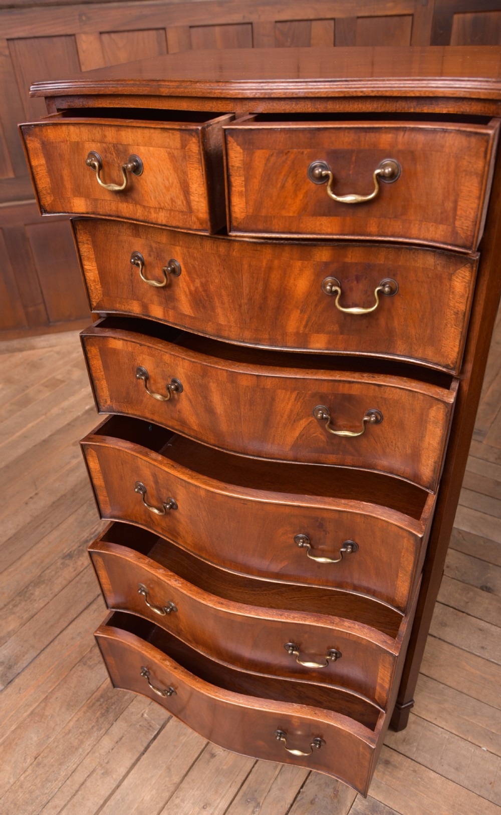 Edwardian Serpentine Chest of Drawers View VIII