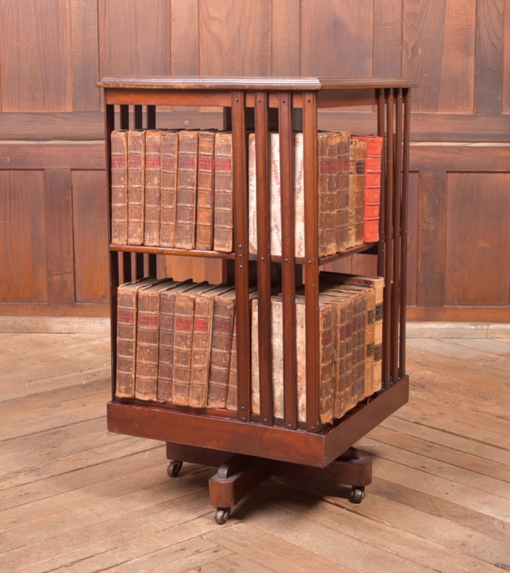 Edwardian Mahogany Inlaid Revolving Bookcase