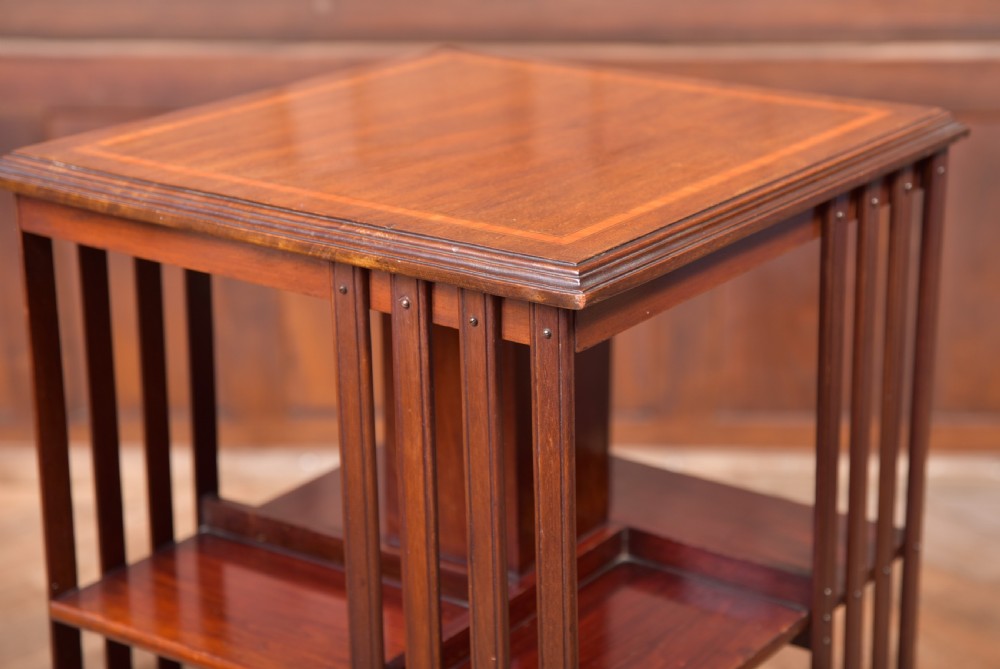 Edwardian Mahogany Inlaid Revolving Bookcase View III