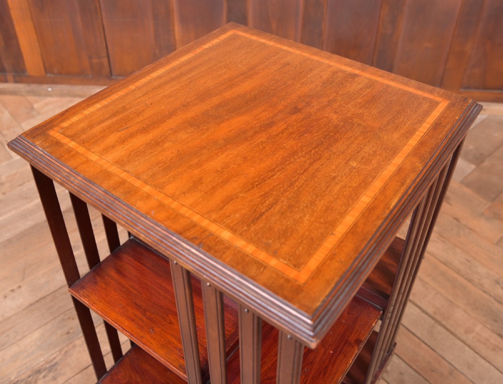 Edwardian Mahogany Inlaid Revolving Bookcase View IV