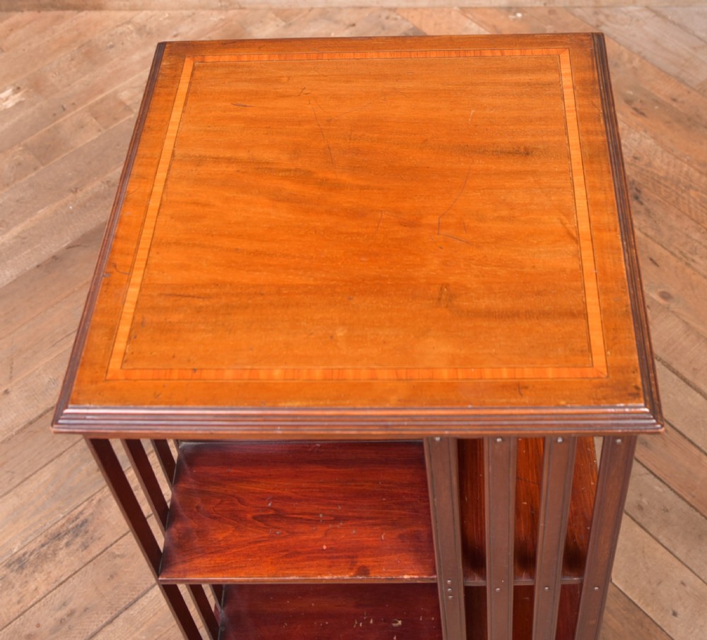 Edwardian Mahogany Inlaid Revolving Bookcase View X