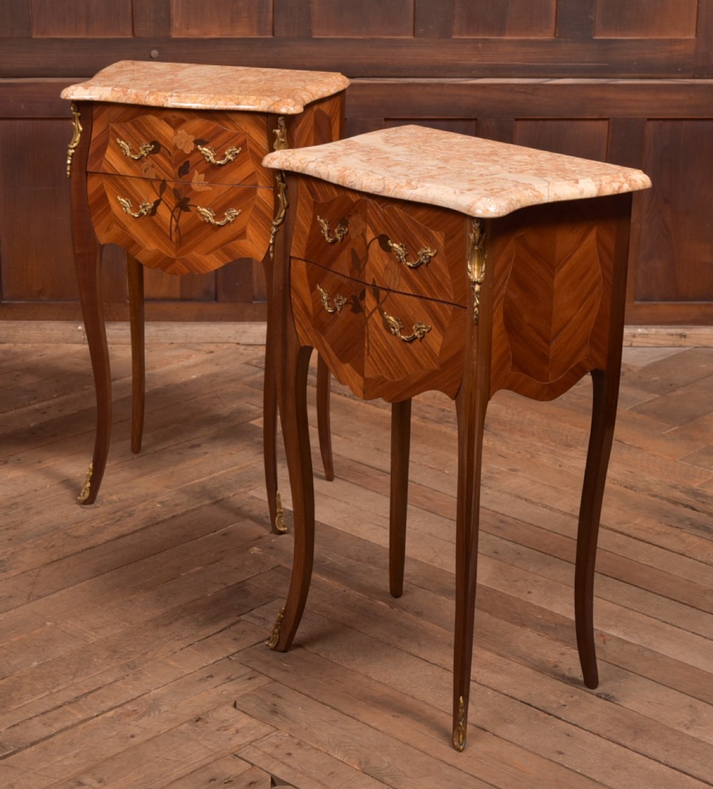 Pair of Marble Top Bedside Cabinets View II