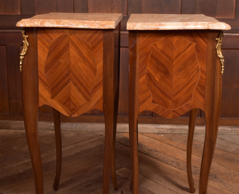 Pair of Marble Top Bedside Cabinets View X